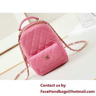 Chanel Grained Calfskin & Gold-Tone Metal Mini Backpack Bag AP3753 Pink 2025